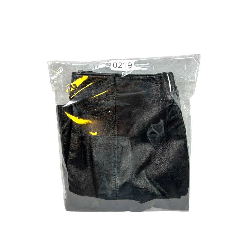 J.F.S. Signature Leather Black Genuine Leather Pencil Skirt Size 10 Vintage - Picture 6 of 6